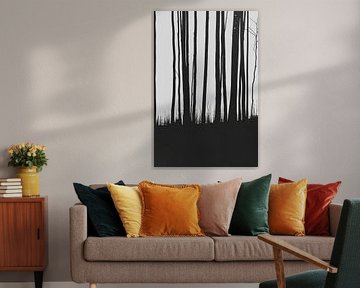 Silhouette de forêt en noir et blanc sur Poster Art Shop