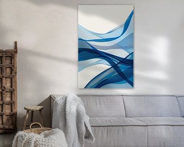 Flowing waves in shades of blue by Poster Art Shop
