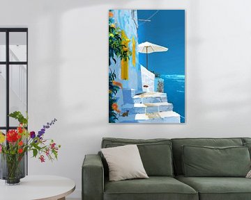 Blauwe schoonheid aan zee van Poster Art Shop