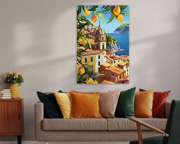 Balkonuitzicht over de kust van Poster Art Shop