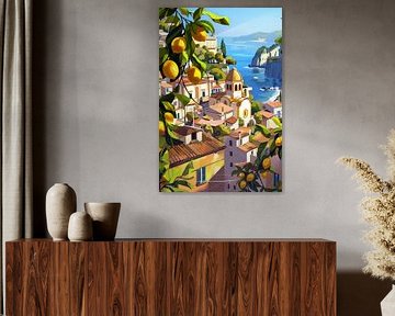 Limonen über der Küstenstadt von Poster Art Shop