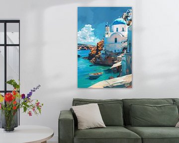 Blue domes in Santorini by Poster Art Shop