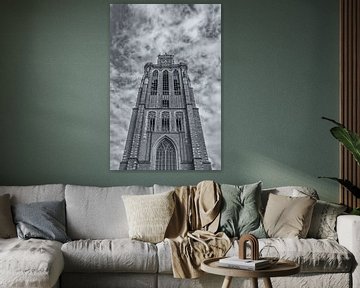 Grote Kerk in Dordrecht - schwarz und weiß von Tux Photography