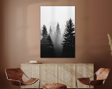 Mystiek bos in de mist van Poster Art Shop