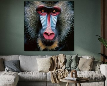 Colourful view of a mandrill by Poster Art Shop