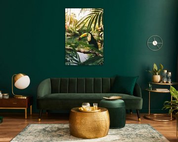 Toekan in de tropische tuin van Poster Art Shop