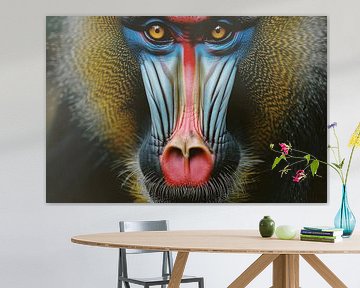 Fascinating face of a mandrill by Poster Art Shop