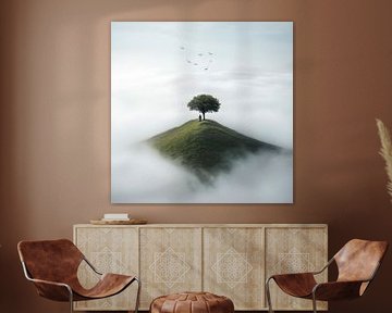 Verborgene Einsamkeit im Nebel von Poster Art Shop