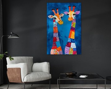 Colourful giraffe friends by Poster Art Shop