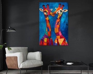 Colourful giraffe friends by Poster Art Shop