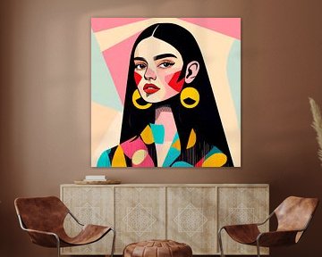 Modern portrait art in colours by Poster Art Shop