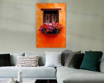 Colourful flowers at the window by Poster Art Shop