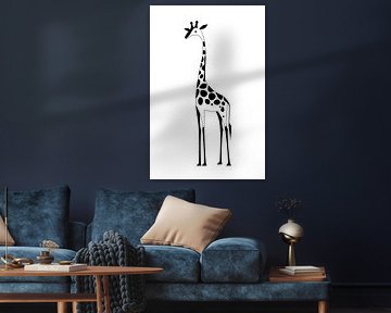 Elégante girafe en noir et blanc sur Poster Art Shop
