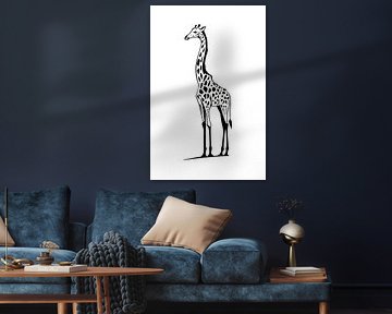 Elegant giraffe in black and white by Poster Art Shop