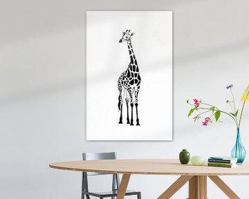 Elegant giraffe in black and white by Poster Art Shop