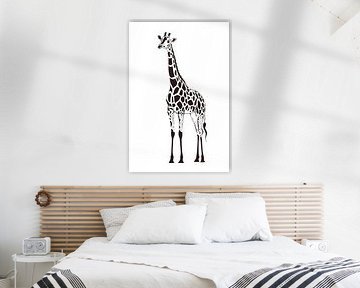 Black and white giraffe in minimalist style by Poster Art Shop