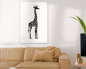 Zwart-witte giraffe in minimalistische stijl van Poster Art Shop