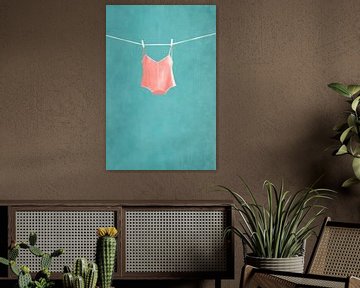 Zwemkleding hangt in de zomerwind van Poster Art Shop