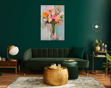 Kleurrijke bloemen in een pot van Poster Art Shop