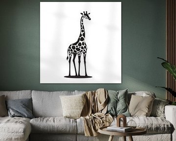 Elégante girafe en noir et blanc sur Poster Art Shop