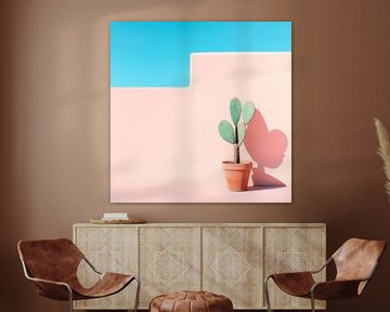Cactus voor een roze muur van Poster Art Shop