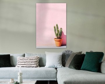 Cactus voor een roze muur van Poster Art Shop