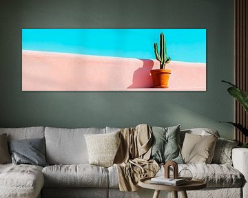 Kaktus auf pinker Wand von Poster Art Shop