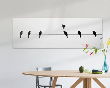 Vogels op de draadlijn van Poster Art Shop