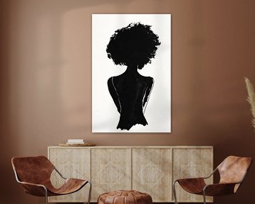 Zwart silhouet met afrohaar van Poster Art Shop