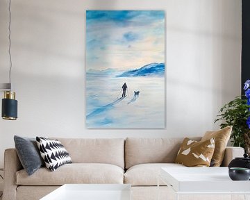 Winterwandeling met hond van Poster Art Shop