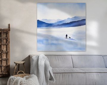 Winterwandeling in de sneeuw van Poster Art Shop