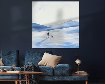 Winterwandeling in de mist van Poster Art Shop