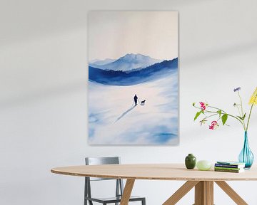 Winterwandeling in de sneeuw van Poster Art Shop