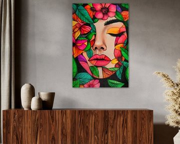 Floral splendour and facial harmony by Poster Art Shop
