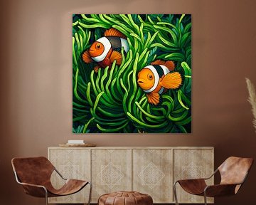 Kleurrijke clownsvissen in het koraalrif van Poster Art Shop