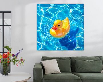 Kleurrijke badeend in het water van Poster Art Shop