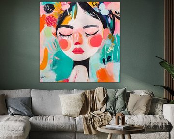 Vrouwelijke rust in heldere kleuren van Poster Art Shop