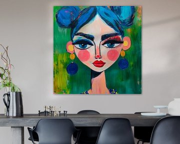 Fantasierijke schoonheid in blauw van Poster Art Shop