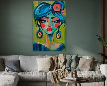 Coloured beauty with blue hair by Poster Art Shop