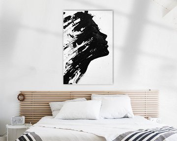 Gezicht in zwarte abstractie van Poster Art Shop