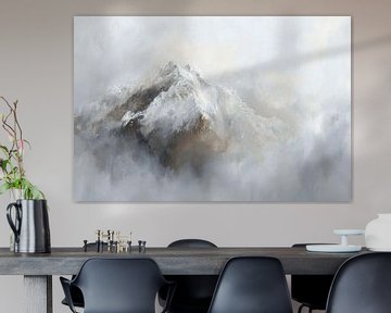 Majestueus bergmassief in de mist van Poster Art Shop