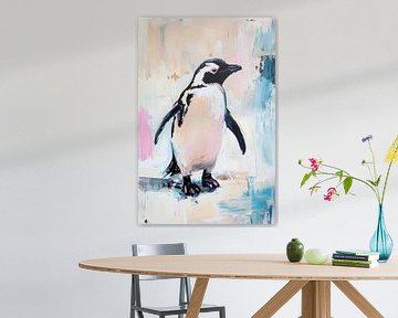 Pinguïn in zachte kleuren van Poster Art Shop