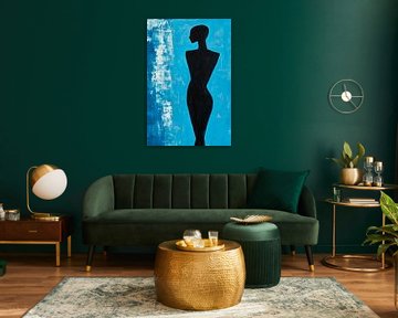 Zwart silhouet op blauw