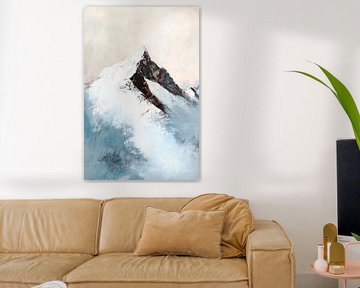 Besneeuwde top in mist van Poster Art Shop