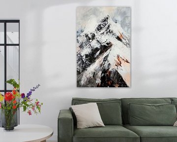 Besneeuwde toppen in de mist van Poster Art Shop