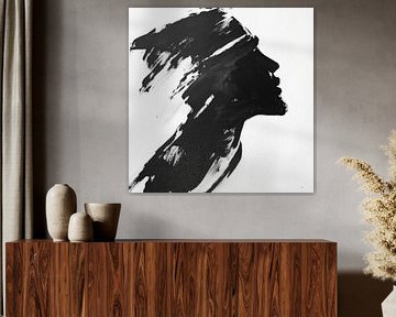 Zwart profiel in penseelstreek