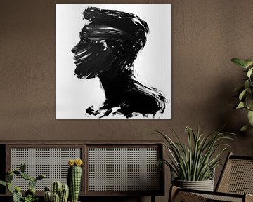 Black profile in a play of colours by Poster Art Shop