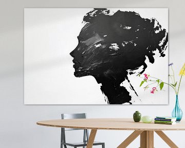 Zwart silhouet van een vrouw van Poster Art Shop