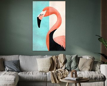 Stylish flamingo in minimalist style by Poster Art Shop