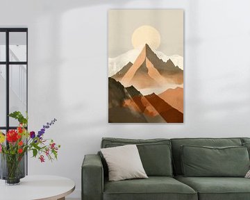 Horizon de montagne dans la lumière du soleil sur Poster Art Shop